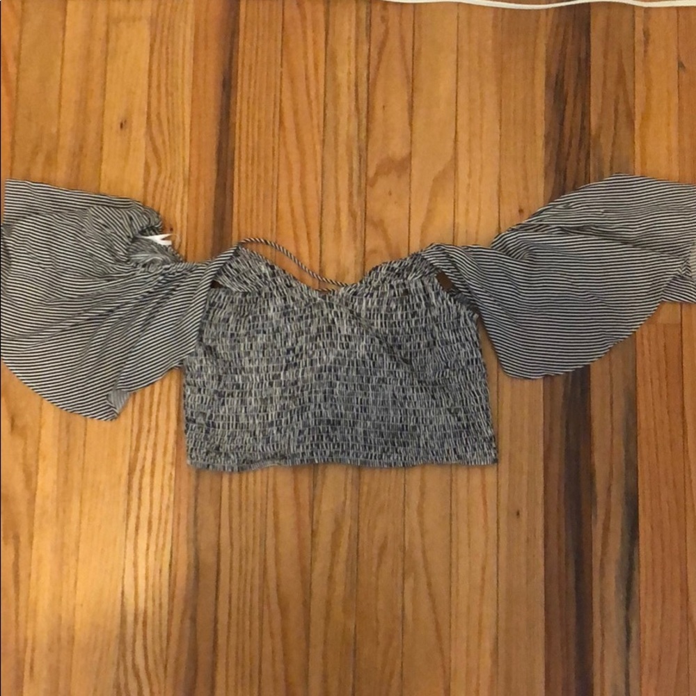 Lulus black and white striped crop top